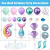 Fressdai Sea-Maid Birthday Decorations Balloon Arch Kit - Pink Purple Green Foil Balloons plus Happy Birthday Banner Little Sea-Maid Party Supplies for Girl(6 years old)