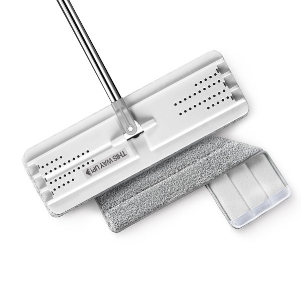 JOYMOOP Flat Mop, Microfiber Mop for Floor Cleaning and Wall Cleaner, 50" Mop Handle with Flexible 13" Flat Head with a Microfiber Mop Pad - White