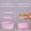 TITATI Plastic Soap Container, Soap Bar Holder Travel Case Portable Round Soap Dishes with Lid Leak-Proof Soap Box for Shampoo Bar (Pink & Green)