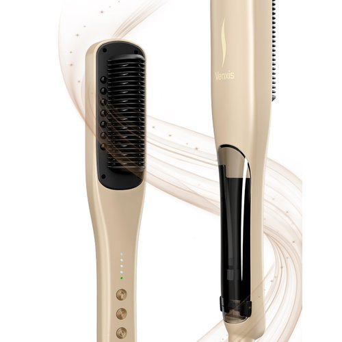 Hair Straightener Brush,Venxis Straightening Comb with Steam, 3 Temp Settings & 20s Fast Heating, 120 Voltage&30-Minute Auto Shut-Off, Steam Design for Hair Treatment- Gifts for Women