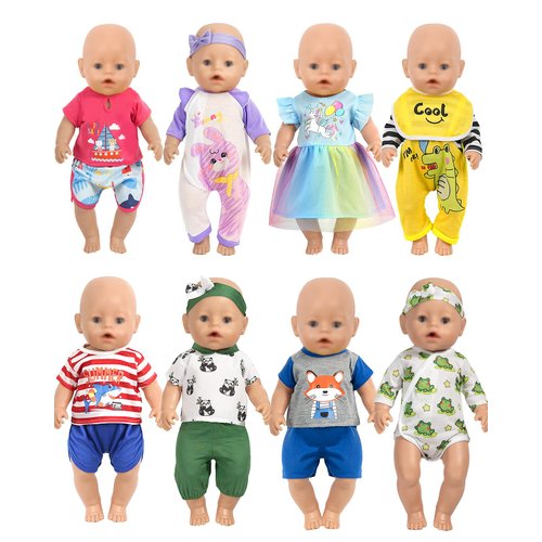 ARTST Baby Doll Clothes,8 Set 14-16 inch Baby Doll Accessories Outfit with Headbands for 43cm New Born Baby Dolls,15 inch Bitty Baby Doll,18 inch Doll