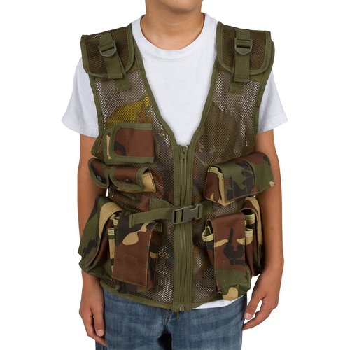 Modern Warrior Junior Black Camo Tactical Vest Fits 50-125-Pounds