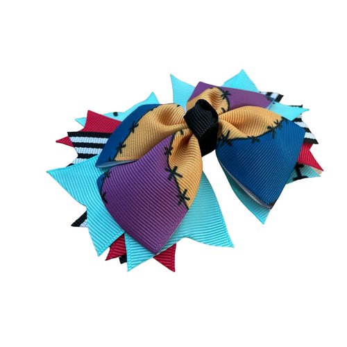 Sally Inspired Hair Bow/Nightmare Inspired Halloween Hair Bow/Stitched, Halloween and Cosplay Hair Bow by Inspired Bows