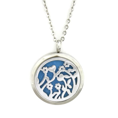 Bouquet Silver Flower 316L Stainless Steel Essential Oil Diffuser Aromatherapy Necklace- 24"