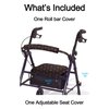 Rollator Walker Seat and Backrest Rollbar Covers Set Adjustable Patterns Walker Cover Accessories for Walker Rollator