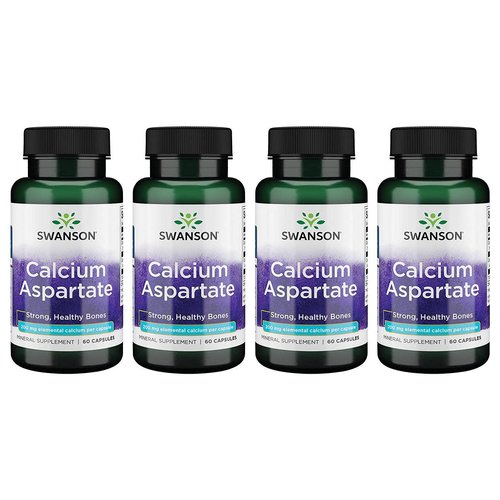 Swanson Calcium Aspartate - Herbal Supplement Promoting Bone, Heart, & Muscle Health - Natural Formula Promoting Total Body Wellness - (60 Capsules-200mg Each) 4 Pack