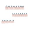 French Tip Press on Nails Cat Glitter Fake Nails Almond Glossy Glue on Nails Medium Length False Nails with Designs Full Cover Acrylic Nails Reusable Artificial Nails for Women and Girls 24Pcs