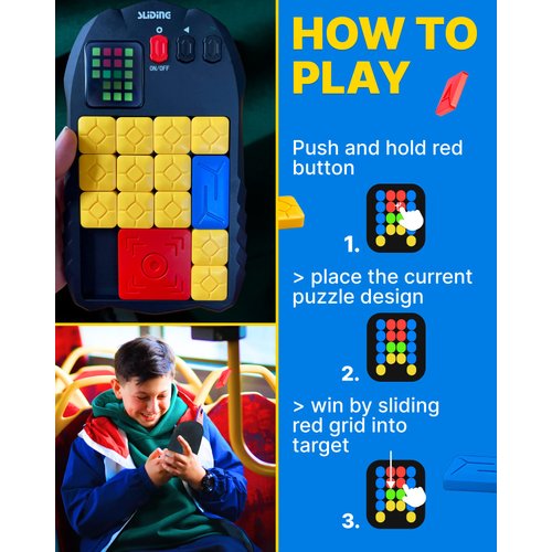 Skywin Klotski Supper Slide Puzzle Game, Sliding Puzzle, 500 Entertaining Fun & Mind Training IQ Slide Puzzles, Unblock Super Slide Electronic Sliding Puzzle Brain Game Toy