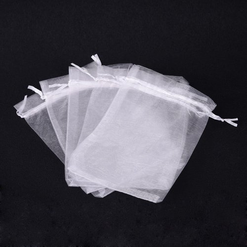 PH PandaHall 100pcs 5x7inch White Organza Drawstring Bags Gift Bags Candy Sheer Bags Wedding Favors Bag Jewelry Bags Pouches for Christmas Wedding Party Favor Gift Bags Candy Valentine's Day