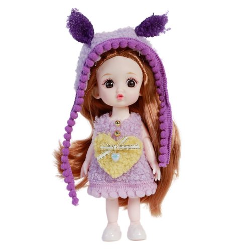 XINGRUI 6 Inch Girl Doll & Accessories with 13 Removable Joints Mini Trumpet Children's Simulation Doll Set Kids Toys for Ages 3 Up (M72)
