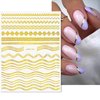 12 Sheets Gold Nail Stickers Decals Gold Line Nail Decals for Nail Art Nail Art Stickers 3D Self Adhesive Metal Stripe Wave Nail Sticker Nail Designs Nail Art Supplies for Women Manicure Decorations