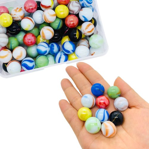 SAIBURAZ 100 Pieces Colorful Glass Marbles Set for Marble Games, Marbles Bulk for 6+ Years Old Boys Girls Kids Marble Games Party Favor Toys DIY Home Decor (0.63 inch, 10 Colors)