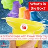 Leak Proof & Drip Catching, Super Cute Reusable 4oz Flower Snow Cone Cups 10 Pk, Colorful Easy Grip Bowls Perfect for Birthday Party, Summer Cookout, Shaved Ice, Snack, Ice Cream, Standalone Design