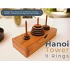 BSIRI Fun Puzzle Board Games Gifts of Hanoi Tower (9 Rings) with Wooden Designs for Brain Teasers Logic Games Kids and Adults to Challenges Mastermind Game and Think for Fun Learning Tower Puzzles