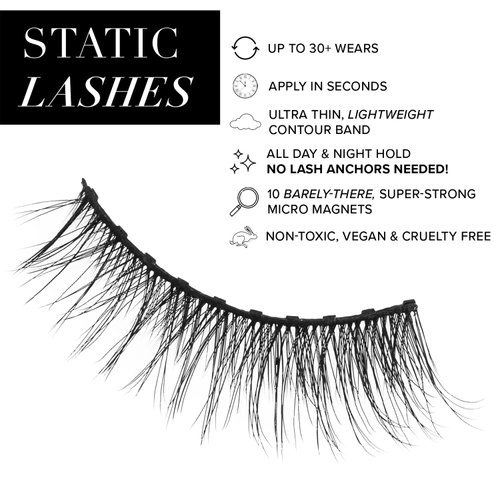 STATIC NAILS Magnetic Eye Lash Feeling Flirty Black Flirty - Magnetic Lashes Kit - Reusable, Glue-Free, 3D Natural Look - Comfortable