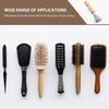 Boao Hair Brush Cleaner, 2 Pieces Mini Hair Dirt Remover Brush with Metal Wire Rake, Wooden Handle for Home and Salon Use(Handle with Groove)
