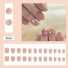 White French Tip Press on Nails Short Square Fake Nails White Flower Glue on Nails Glossy Artificial Nails Nude Pink False Nails with design Stick on Nails Acrylic Nails for Women Girls Manicure 30pcs