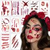 Halloween Terror Scar Temporary Tattoo Stickers Simulation Fake Bloody Wound Scab Horror Body Face Zombie Prank Makeup Waterproof Decals for Women Carnival Cosplay Party Decor 10 Sheets