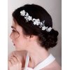 Chargances Wedding Bride Flower Leaf Hair Comb Bridal Pearl Beaded Hair Vine Comb Crystal Headband HeadpiecesFashion Flower Hair Accessories (Gold)