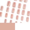 24Pcs Cat Eye Press on Nails Nude Color Fake Nails Short Square Fake Nails with Glitter Designs Gradient Acrylic Nails Full Cover Glossy Stick on Nails for Women and Girls