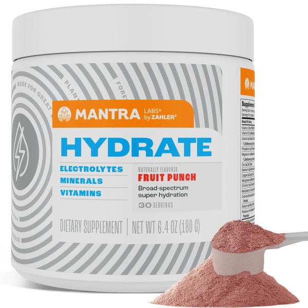 Zahler Mantra Game-Changing, Great-Tasting, Sugar-Free Hydration Supplement, Fruit Punch Flavored, 30 Servings.