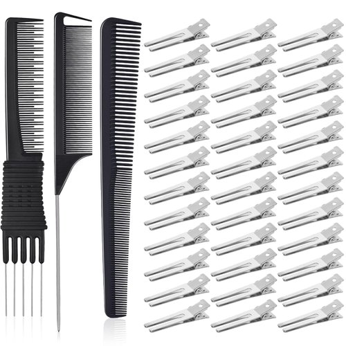 50Pcs Pin Curl Clips, IKOCO Hairdressing Double Prong Hair Clips with 3Pcs Comb Set for Setting C...