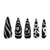 Black Press on Nails Long Stiletto Fake Nails Almond Shape False Nails with 3D Irregular Transparent Design Y2K Acrylic Nails Halloween Glue on Nails Black Swirl Natural Stick on Nails Nails for Women