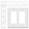 ENERLITES Decorator Light Switch or Receptacle Outlet Wall Plate, Size 2-Gang 4.50" x 4.57", Polycarbonate Thermoplastic, 8832-W-10PCS, White (10 Pack)