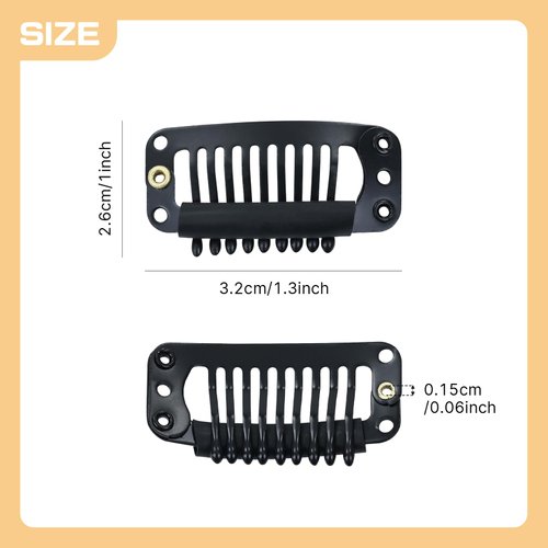 Dizila 30 Pieces 3.2cm/1.3" Wig Clips to Secure Wig No Sew with 9 Teeth Hair Extension Clips (Black+Brown+White)