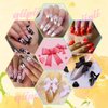 qiipii 5 Styles Bows Nail Charms 3D Black White Pink Purple Bowknot Charms for Nails Crafting Flatback Half Pearls Beads Nail Art Supplies Jewels Decor for Acrylic Nails Face Eyes Makeup DIY Crafts