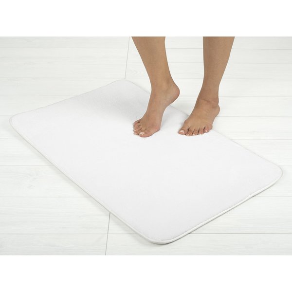 American Soft Linen Bath Rug, 21 in 32 in Fluffy Foamed Non Slip Bath Rugs for Bathroom, Bath Rugs Washable, Area Bath Mat Rugs, White Bath Mat Rug