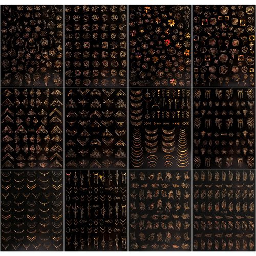 JMEOWIO 12 Sheets Flower Nail Art Stickers Decals Self-Adhesive Pegatinas Uñas Spring Summer Floral Gold Nail Supplies Nail Art Design Decoration Accessories