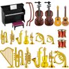 24 Pcs Dollhouse Musical Instruments Miniature Violin Piano Trumpet Saxophone Electric Guitar Tiny Christmas Instruments Set for Party Gift Mini House Musical Room Succulent Garden (Black Piano)