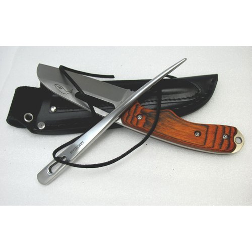 Myerchin Knives W100 Generation 2 Professional Wood Offshore Rigging System Fixed Blade and Marlinspike Fits in Leather Sheath with Leather Lanyard Strap
