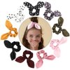 Scrunchies Hair Ties Silk Satin Scrunchy - Cute Bow Bunny Ear Hair Elastic Ponytail Holder Bobbles Soft Elegant Elastic Hair Bands with Tail Ribbon