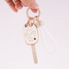 EKALA for Honda Key Fob Cover with Keychains Lanyard, 4 Buttons Soft TPU Keys Shells Girly White Key Fob Protector Compatible with Honda Accord Accord Crosstour Civic CR-V Pilot Element(Hod-4R)