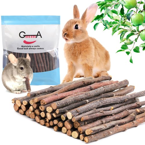 GMMA 200g Apple Sticks Bunny Chew Toys for Rabbits Guinea Pig Hamster Treats Chinchilla Chews Toys Small Animals Chew Stick Toys Treats (7, Ounces)