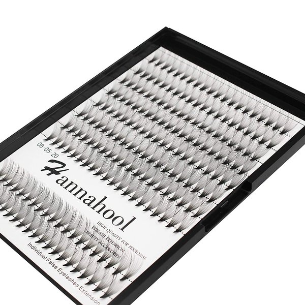 Hannahool 10Rows-200Pcs 20D Natural Long Individual False Eyelashes Cluster Thickness 0.07mm D Curl Volume Premade Fans Eye Lashes Extensions Soft and Lightweight Dramatic Look (16mm)