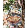 Keygift Hanging Bird Bath for Outdoor, Antique Copper Metal Bird Feeder Birdbath Bowl with 17” Rust-Proof Black Chains for Garden Backyard Decor