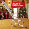 Suvorna 6.5” Barber Thinning Shears for Hair Cutting, Trimming & Styling. Precision 30 Teeth Razor Sharp Edge. Texturizing, Layering, Blending Scissors for Bangs. Best for Salons & Home Use