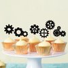Ercadio 24 Pack Robot Gears Cupcake Toppers Black Cartoon Robot Gears Cupcake Toppers Picks Robot Gear Happy Birthday Cake Decor for Robot Theme Boys Birthday Baby Shower Party Supplies