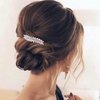 Yheakne Crystal Wedding Hair Clip Barrette Gold Rhinestone Hair Barrette Clips Bling Bridal Headpieces Decorative Head Clip Headwear Crystal Hair Clip Shine Cz Bride Hair Accessories for Women and Girls (Gold)