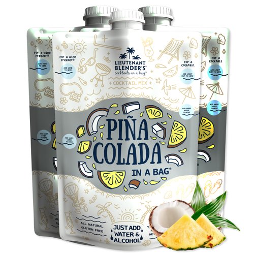 Lt. Blender's Pina Colada in a Bag – Pina Colada Drink Mix - Each Bag Makes 1/2 Gallon of Slushie Pina Colada Mix – Cocktail Mix - Make a Cocktail, Wine Slushie or Mocktail - (Pack of 3)