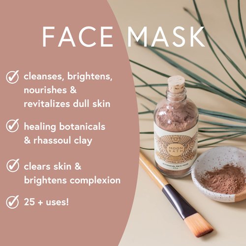 Moon Bath Cosmic Glow Botanical Face Mask | Ayurvedic Facial w/Fine Herbs & Clay. Brighten & Calm the Skin. Reduce Inflammation & Polish Face for Enhanced Radiance. Organic Beauty, 4 fl oz