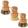 Bamboo Scrub Brush - S&C Kitchen, Cleans Pan/Vegetable/Dishes/Wok, Scrub Brush Dishes for Kitchen/Bathroom, Made Out of Palm & Sisal Bristles with a Handle, Vegetable Brush for Cleaning, Set of 3