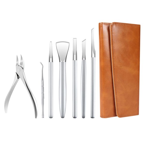 Ingrown Toenail Removal Kit, Pedicure Tools Kit Professional Knife Set Stainless Steel Ingrown Toenail Tool Foot Care Tools Nail Cuticle Remover, 7Pcs Set