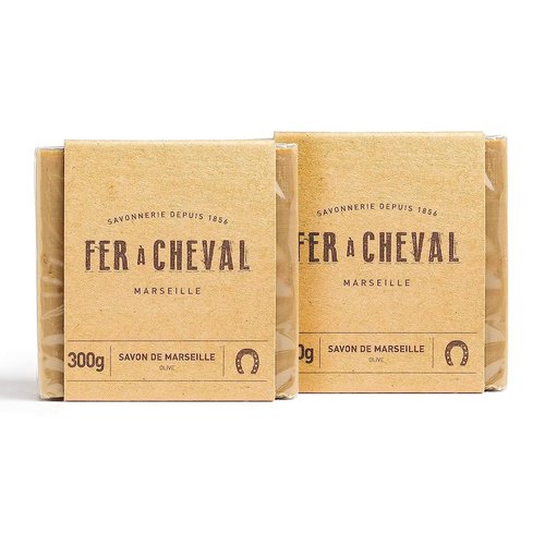 Fer à Cheval Pure Olive Authentic Savon De Marseille Soap Bar | Natural Plant-Based Savon Marseille Soap Cube with French Olive Oil Soap | 300g, 2 Pack