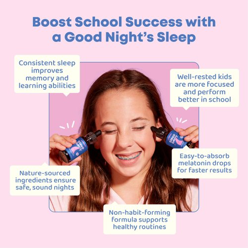 SleepBerry Liquid Melatonin for Kids - Natural Sleep Aid with Elderberry and Vitamin D - Boosts Immune System While They Sleep (1 Fl oz)
