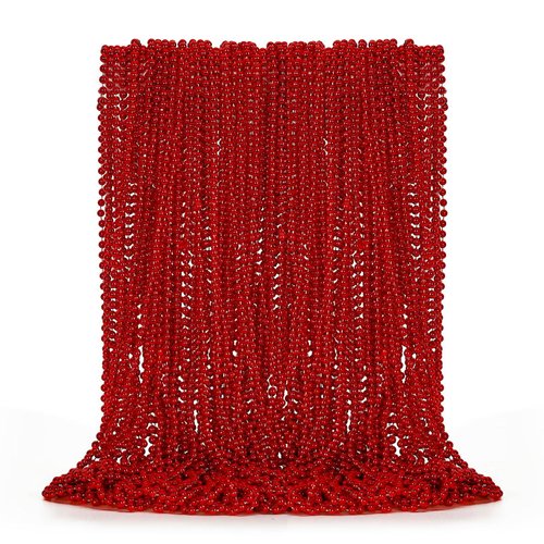 EOBOH 50PCS Bead Necklace, Red Christmas Bead Stuff Party Favors, 33&quot; Necklaces Festival Parade T...