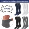 4 Pairs Men Zipper Compression Socks,Colorful 20-31mmhg Compression Stockings with Zipper for Men Women Swelling,Edema,Travel,Sports,Nursing